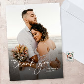 Elegantes modernes einfaches vertikales Foto Hochz Dankeskarte