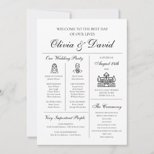 Elegantes modernes, einzigartiges Infografik-Hochz Einladung (Vorderseite)