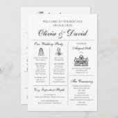 Elegantes modernes, einzigartiges Infografik-Hochz Einladung (Vorne/Hinten)