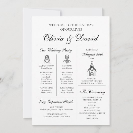 Elegantes modernes, einzigartiges Infografik-Hochz Einladung (Vorderseite)