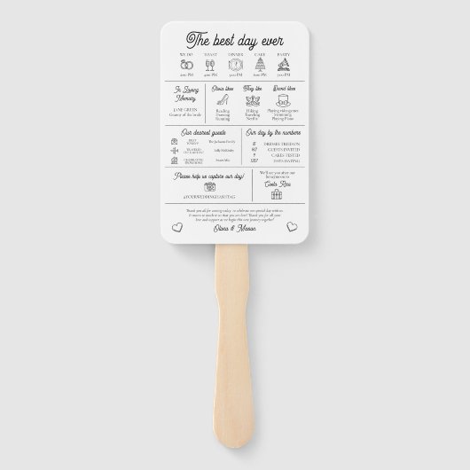 Elegantes modernes, einzigartiges Infografik-Hochz Fächer (Rückseite)