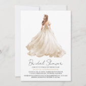 Elegantes modernes Elfenbeinhochzeitkleid-Brautpar Einladung (Vorderseite)