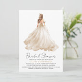 Elegantes modernes Elfenbeinhochzeitkleid-Brautpar Einladung (Stehend Vorderseite)