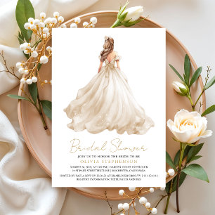 Elegantes modernes Elfenbeinhochzeitkleid-Brautpar Einladung