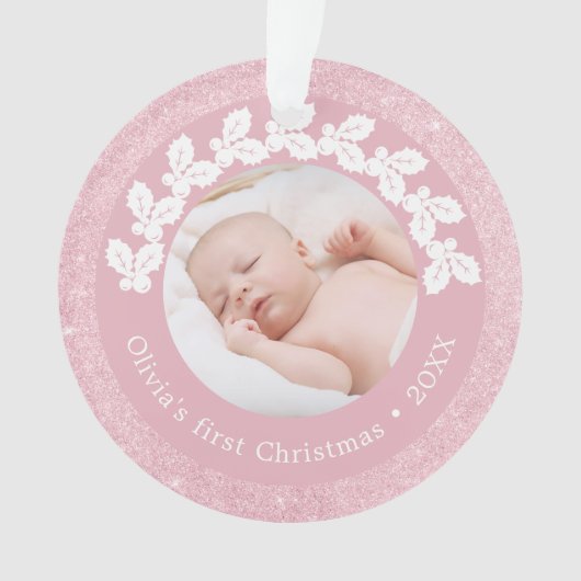 Elegantes, modernes, erstklassiges Weihnachtsbaby- Ornament (Vorderseite)