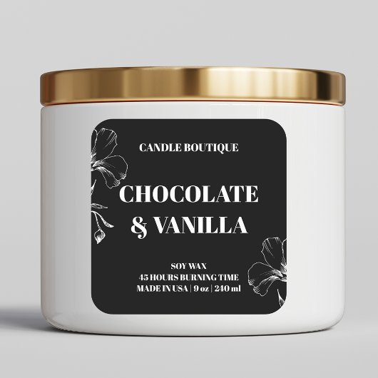 elegantes, modernes Etikett mit schwarz-weiß blühe Quadratischer Aufkleber