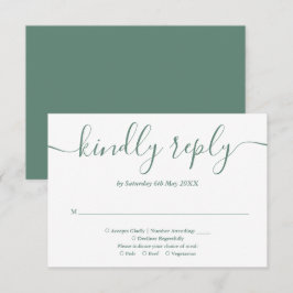 Elegantes, modernes Eukalyptus-Grünes Skript RSVP Karte