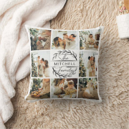 Elegantes, modernes Familienfoto Collage Monogram- Kissen