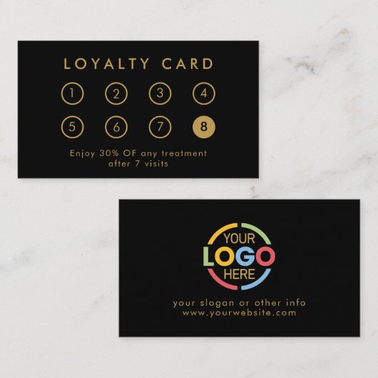 Elegantes, modernes Firmenlogo Black & Gold Treuekarte (Vorne/Hinten)