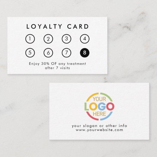 Elegantes, modernes Firmenlogo Schwarz-weiß Treuekarte (Vorne/Hinten)