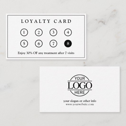 Elegantes, modernes Firmenlogo Schwarzweiß Treuekarte (Vorne/Hinten)