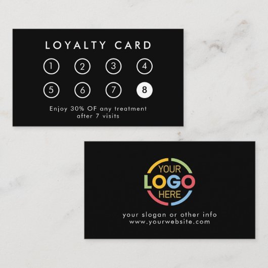 Elegantes, modernes Firmenlogo Schwarzweiß Treuekarte (Vorne/Hinten)