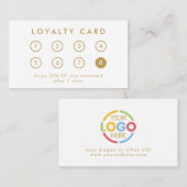 Elegantes, modernes Firmenlogo Weiß & Gold Treuekarte (Vorne/Hinten)