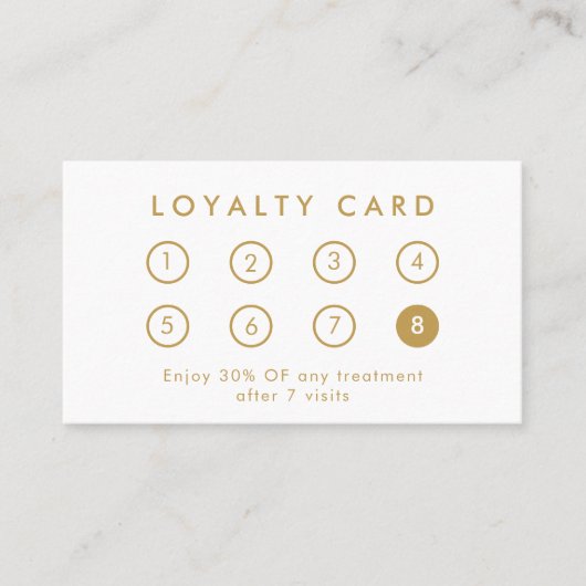 Elegantes, modernes Firmenlogo Weiß & Gold Treuekarte (Vorderseite)