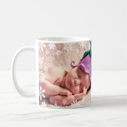 Elegantes, modernes First Christmas Baby Foto Kaffeetasse (Links)