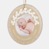Elegantes, modernes First Christmas Baby Foto Keramik Ornament (Links)