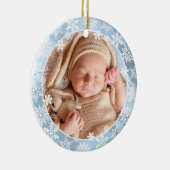 Elegantes, modernes First Christmas Baby Foto Keramik Ornament (Rechts)