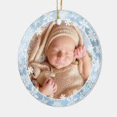 Elegantes, modernes First Christmas Baby Foto Keramik Ornament (Links)
