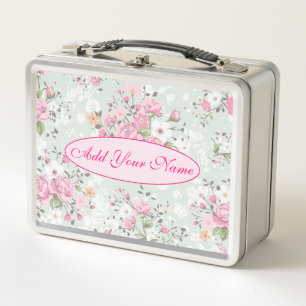 Elegantes modernes Floral Fügen Sie Ihren Text hin Metall Brotdose