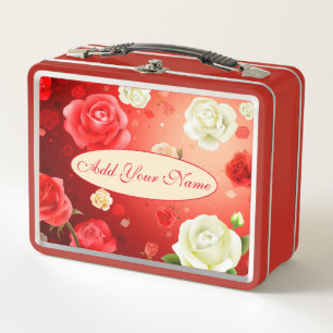 Elegantes modernes Floral Fügen Sie Ihren Text hin Metall Brotdose