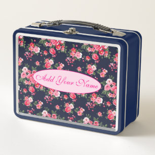 Elegantes modernes Floral Fügen Sie Ihren Text hin Metall Brotdose