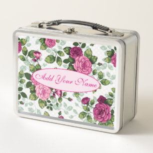 Elegantes modernes Floral Fügen Sie Ihren Text hin Metall Brotdose