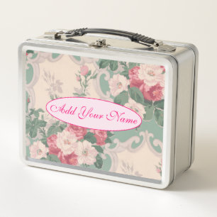 Elegantes modernes florales Design - Text hinzufüg Metall Brotdose