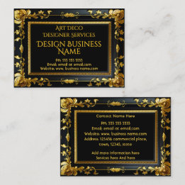 Elegantes modernes florales Gold Schwarz Ornamente Visitenkarte