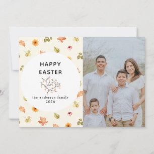 Elegantes modernes florales Happy Easter Familienf Feiertagskarte