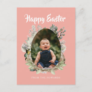 Elegantes modernes florales Ostern   Frohe Ostern  Feiertagspostkarte