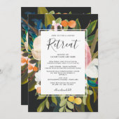 Elegantes modernes Florals Ladys Retreat Black Einladung (Vorne/Hinten)