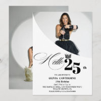 Elegantes modernes Foto 25. Geburtstag Schwarz