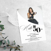 Elegantes modernes Foto 50. Geburtstag Schwarz Einladung