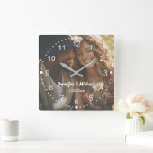 elegantes, modernes Foto-Drehbuch Quadratische Wanduhr (Zuhause)