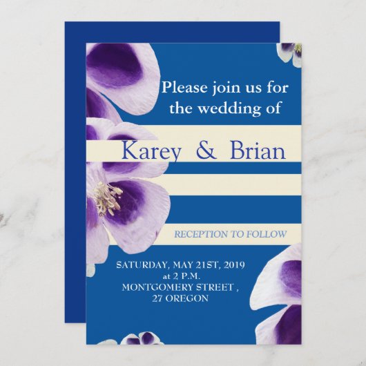 Elegantes, modernes Foto, Einladung zur Hochzeit (Vorne/Hinten)