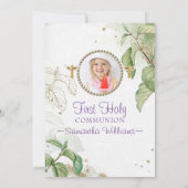 Elegantes modernes Foto Erste Kommunion Einladung (Rückseite)