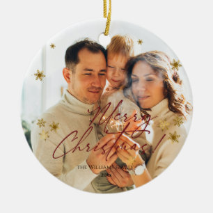 Elegantes modernes Foto Frohe Weihnachten Keramik Ornament