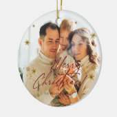 Elegantes modernes Foto Frohe Weihnachten  Keramik Ornament (Links)