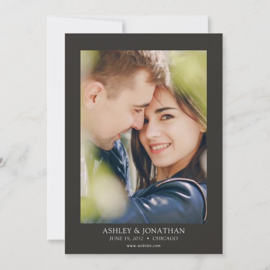 Elegantes, modernes Foto für Hochzeiten Einladung (Rückseite)