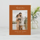 Elegantes modernes Foto für Hochzeiten im Herbst Dankeskarte (Stehend Vorderseite)