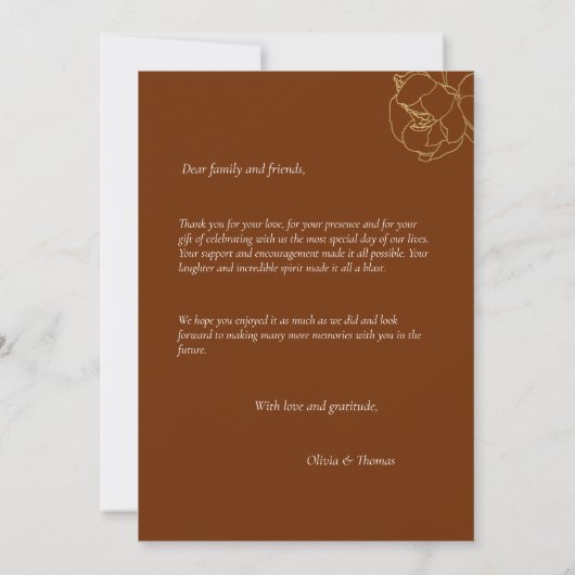 Elegantes modernes Foto für Hochzeiten im Herbst Dankeskarte (Rückseite)