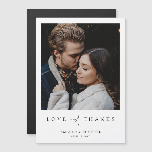 Elegantes modernes Foto Hochzeit Danke Magnet (Vorne/Hinten)