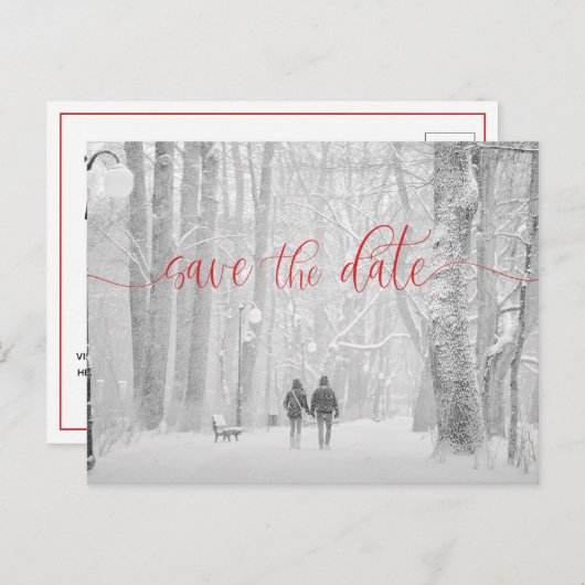 Elegantes modernes Foto Hochzeit retten Datum Anno Ankündigungspostkarte (Vorne/Hinten)
