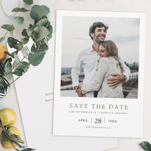 Elegantes modernes Foto Hochzeit retten Datum Save The Date
