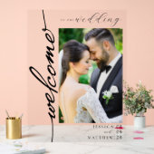 Elegantes modernes Foto Hochzeit Willkommen Acrylschild (Hochzeit)