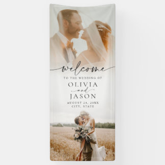 Elegantes modernes Foto Hochzeit Willkommen Banner