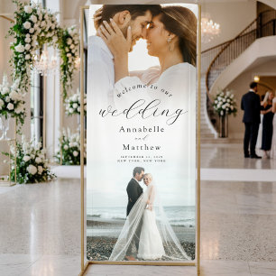 Elegantes modernes Foto Hochzeit Willkommen Banner