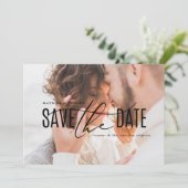 Elegantes modernes Foto in Schwarz und Gold Save t The Date (Stehend Vorderseite)