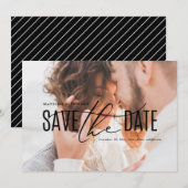 Elegantes modernes Foto in Schwarz und Gold Save t The Date (Vorne/Hinten)