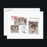 Elegantes, modernes Foto mit rotem Bug Feiertagspostkarte<br><div class="desc">Elegante moderne,  traditionelle Rot-Bug-Multiskript und Serifentypografie Frohe Weihnachts-Foto Holiday Postcard.</div>